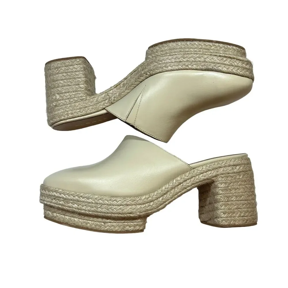 Alohas Cream‎ Piko Leather Espadrilles Size 39 New